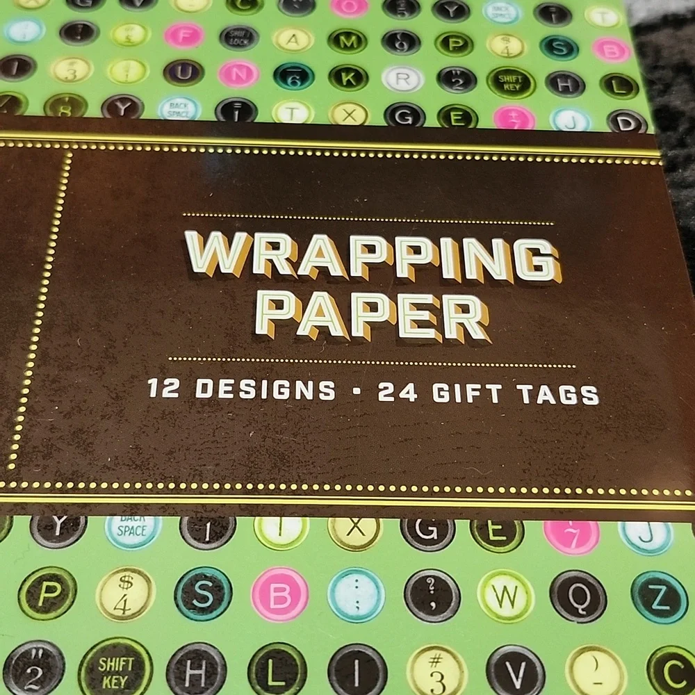 LITERARY LIFE WRAPPING PAPER BOOK-STYLE 12 DESIGNS + 24 GIFT TAGS 2015 NWT